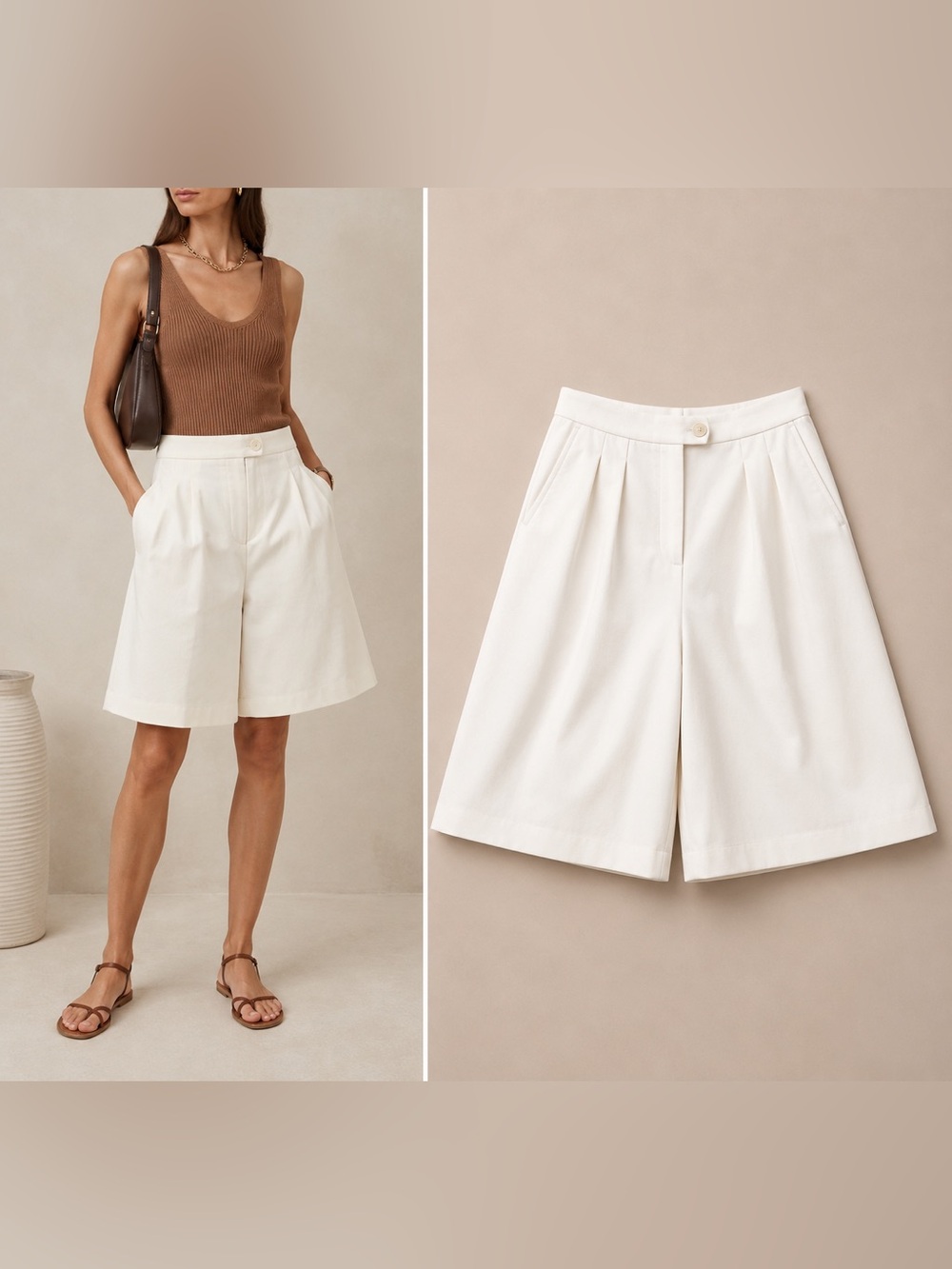PARTOW NWT Ivory Pleated Culotte Shorts Italian Fabric High Rise Size 4